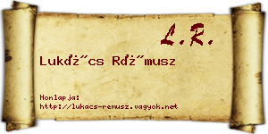 Lukács Rémusz névjegykártya